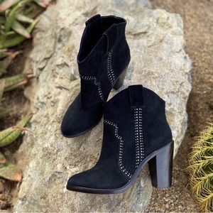 JOIE Monte Western Suede Ankle Boots with Silver Studs